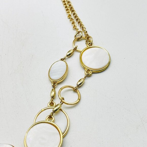 Charming Charlie Signed Shell Station Necklace Gold Tone Beach Coastal Islands - Picture 5 of 9